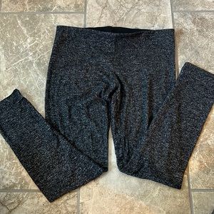 Soft Surroundings Leggings Cozy Cabin Dark Grey Heather Knit Elastic Band Large
